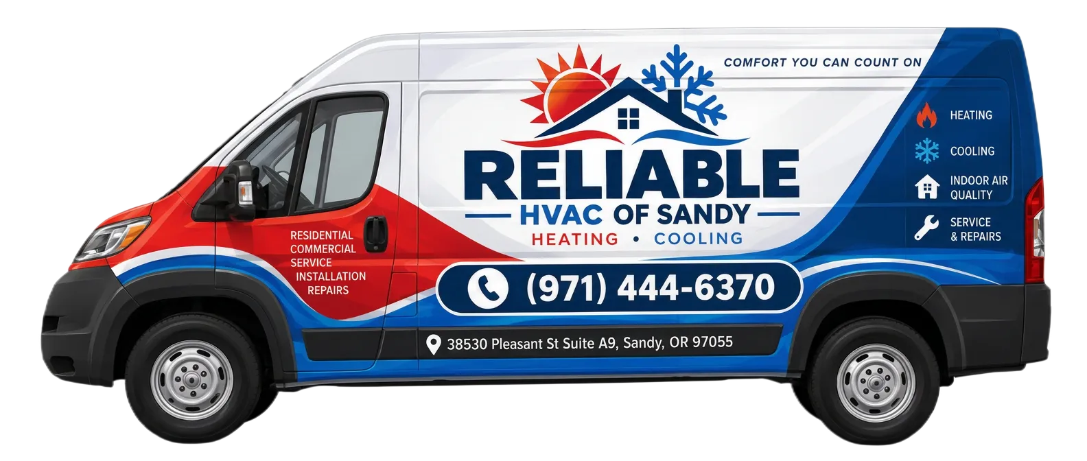 Reliable HVAC of Sandy service van